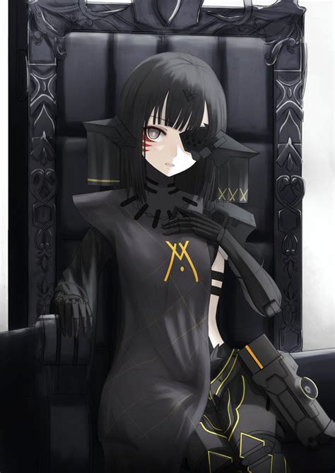 Safebooru 1girl Absurdres Android Black Clothes Black Hair Chair English Commentary Girls