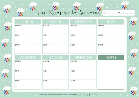 Planning repas semaine vierge imprimer menus mensuels avril. Plannings vierges PDF - Menus de la semaine à imprimer