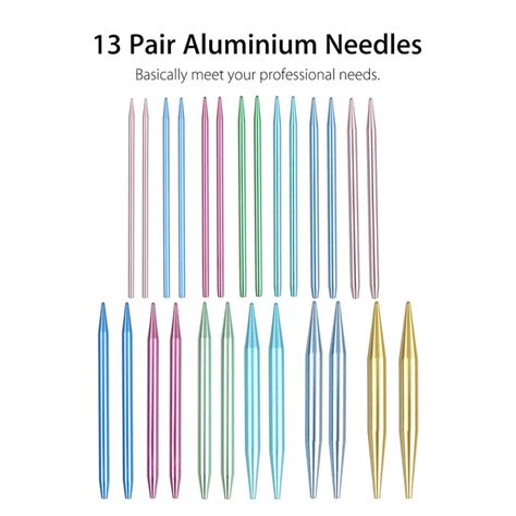 Aluminum Circular Knitting Needles Set 13 Sizes Interchangeable Knit