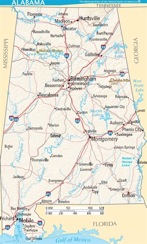 Map Of Alabama Terrain Na Mapsof Net