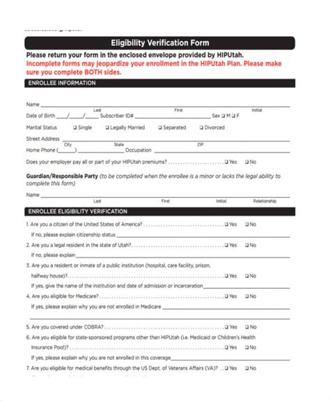 Free 23 Insurance Verification Forms In Pdf Ms Word