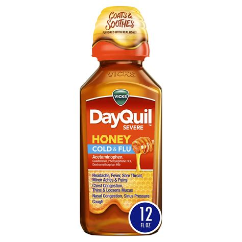 Buy Vicks Dayquil Severe Honey Cold Cough And Flu Liquid Medicine 12 Fl Oz Online At Lowest
