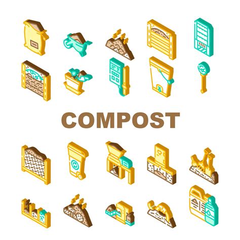 Compost Production Collection Icons Set Vector 8097096 Vector Art At