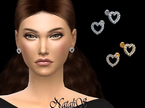 Crystal Open Heart Stud Earrings By Natalis At Tsr Sims 4 Updates
