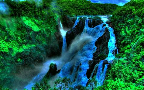 Download Green Jungle Forest Rainforest Nature Waterfall Hd Wallpaper