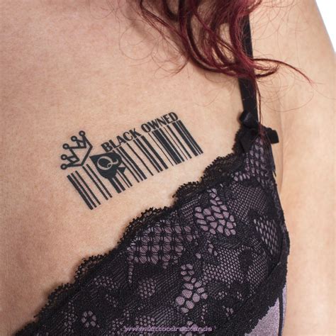 5 X Barcode Black Owned Temporary Tattoos Fetish Bbc