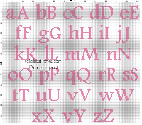 Für ihren kleinen picasso bieten wir süße kostenlose buchstaben zum ausmalen. Cross stitch alphabet baby pink Footlight MT Light size 20 ...