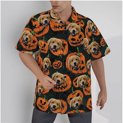 Halloween Hawaiian Shirt With Custom Dog Face Vinco Hawaiian Shirts
