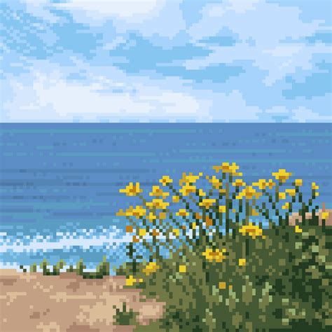 Oc Ocean View Pixelart Pixel Art Landscape Cool Pixel Art Pixel Art