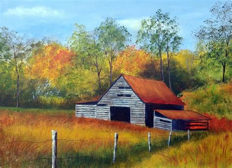 Autumn Barn Painting By John Helms Fine Art America