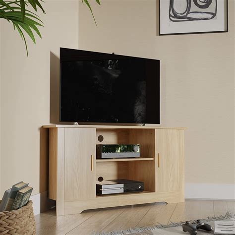 Cozy Castle Small Corner Tv Stand For 50 Inch Tv Wood Corner