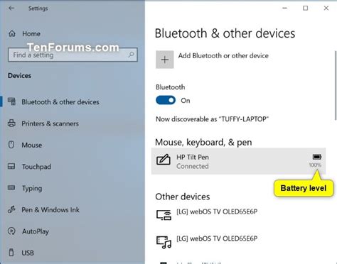 Check Battery Level Of Bluetooth Devices In Windows 10 Tutorials