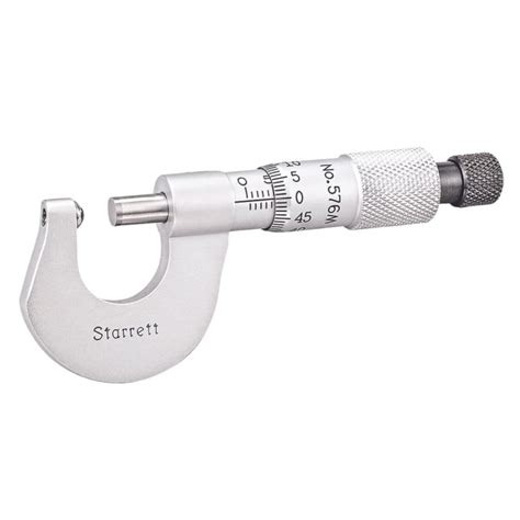 Starrett Rounded Anvil Micrometer With One Piece Spindle Satin Chrome