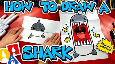 How To Draw A Shark Folding Surprise Puppet Art For Kids Hub Art For
