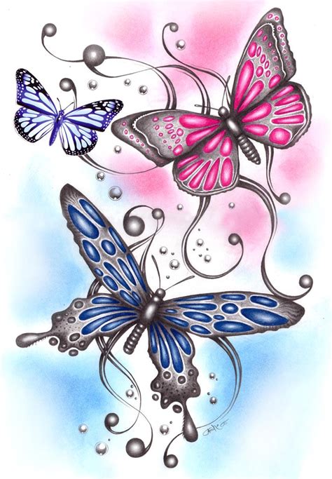 3 Drawn Butterflies By Ashdesigns On Deviantart