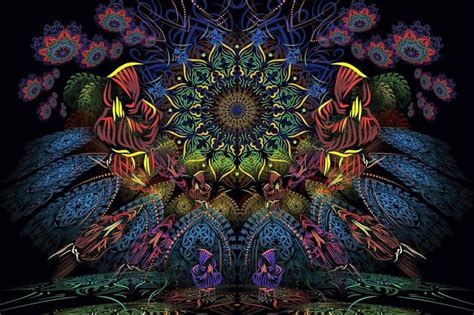 Psychedelic Tapestry Mushroom Psytrance Deco Uv Active Etsy
