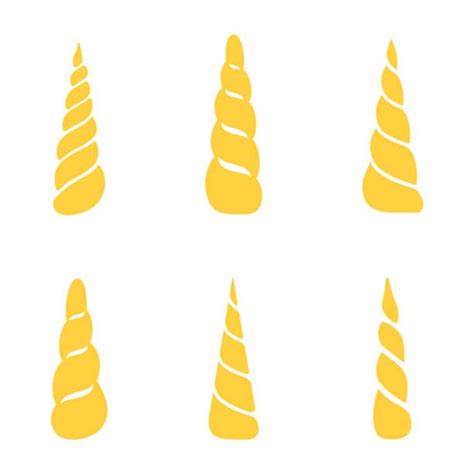Collection Of Unicorn Horns Isolated On White Background Vector Vector