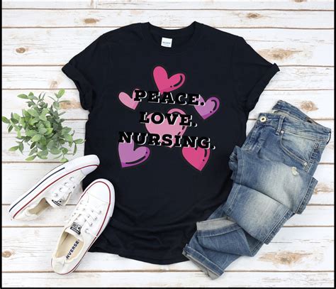 Peace Love Nursing Shirt Nurse Shirts Rn Shirts Nurse Week Etsy