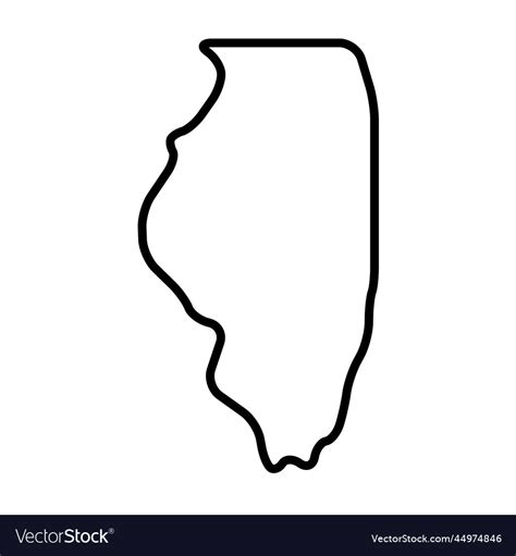 Illinois Black Outline Map State Of Usa Royalty Free Vector