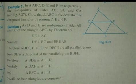 In A Triangle Abc D E And F Are Respectively Mid Points Of Sides Ab Bc