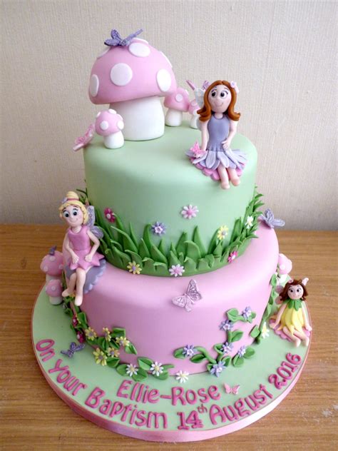 How to make 2 tier 2 kg white forest cake without oven. 2 Tier Floral Fairies and Toadstools Birthday/Baptism Cake ...