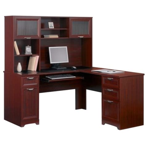 Realspace® Magellan 59w L Shape Corner Desk Classic Cherry Complete