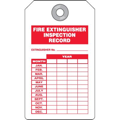 Monthly fire extinguisher inspection tag record tags. Fire Extinguisher Tag | Emedcos | Emedco