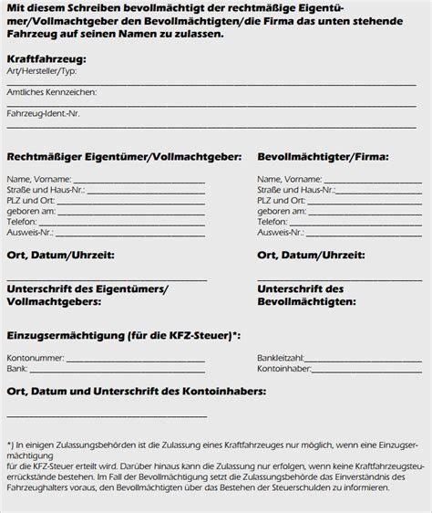 Vollmacht für eine zulassung (85,4 kb, pdf). Vollmacht Auto Ummelden Vorlage Gut Vollmacht Zur Kfz ...