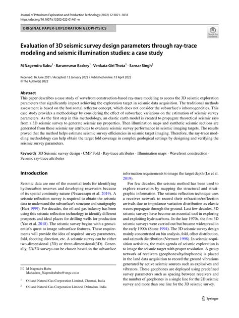 Pdf Evaluation Of 3d Seismic Survey Design Parameters Through Ray