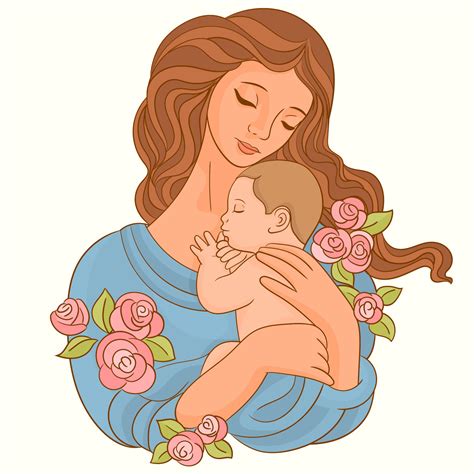 Mother With Baby In Her Arms Vector Art At Vecteezy