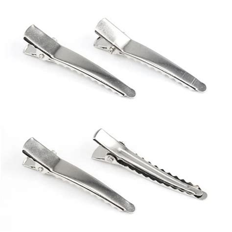 20 Pcs Alligator Hair Teeth Clips 45mm For Bows Barrette Silver Metal