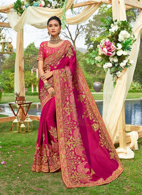 Shop Embroidered Satin Silk Classic Saree Online 116532