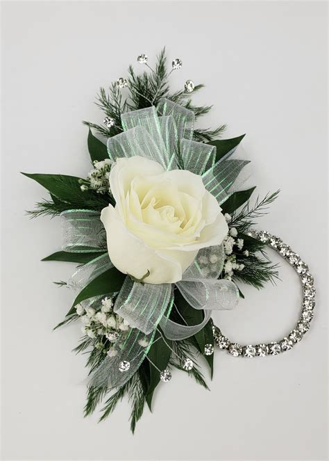 Corsage Single Rose Corsage Single Rose Rhinestone Wristlet With Gems Prom Flowers Corsage
