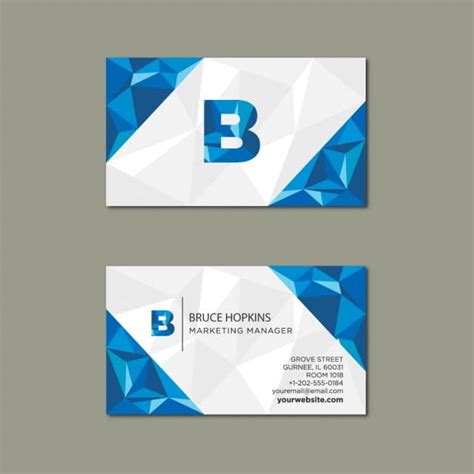 Stylish Blue Polygonal Business Card Eps Vector Uidownload