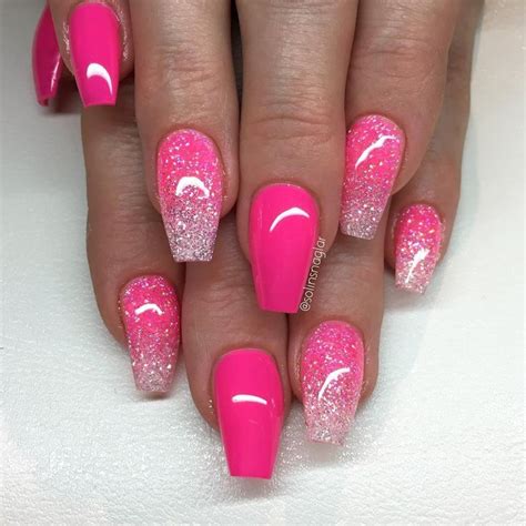 Neon Pink With Glitter Lace In Neon Pink And Diamond In 2019 Nagel