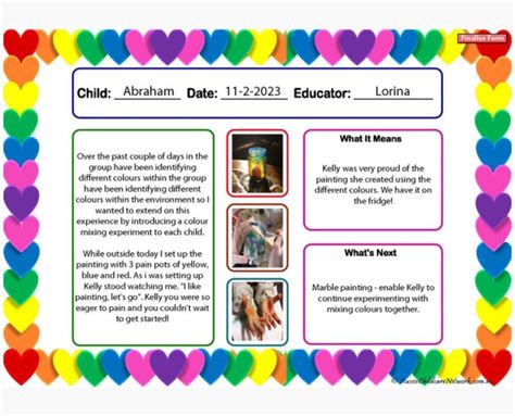 Learning Story Hearts Aussie Childcare Network