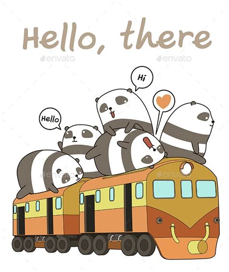 Seamless Pandas Train Pattern By Naris Graphicriver