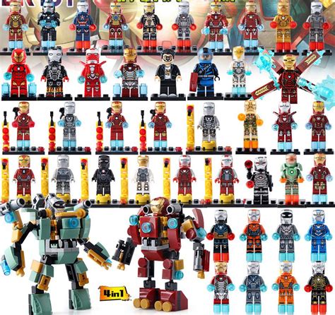 Marvel Iron Man Minifigures Super Hero Tony Stark Building Toy Fit Lego