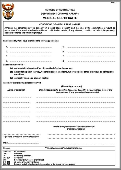 Medical Certificate Department Of Home Affairs Sample Templates
