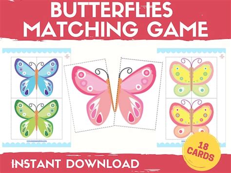 Butterflies Matching Game For Kids Insects Matching Activity Etsy