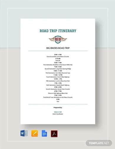 Free 14 Sample Trip Itinerary Templates In Pdf Ms Word Psd Pages Numbers Ms Excel