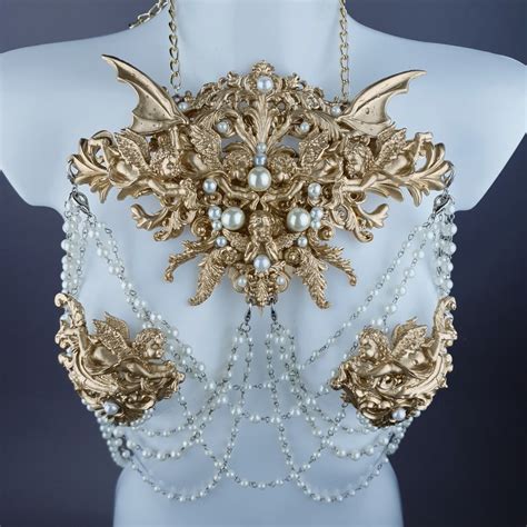 Carrie Gold Filigree And Pearl Body Jewellery And Nipple Pasties Pearls