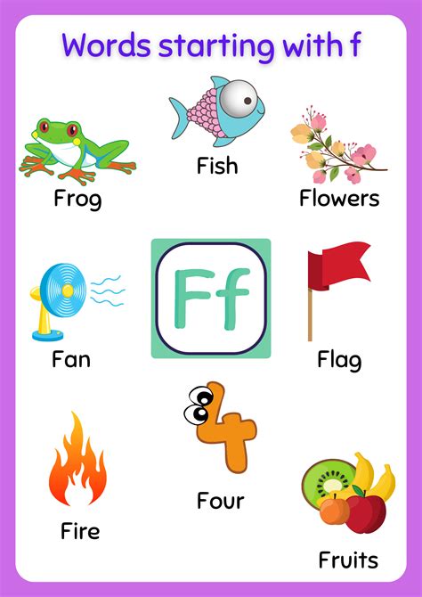 Free Printable Words That Start With F Worksheet About Preschool