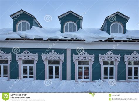 Street Of Kolomna Russia Winter View Tradition Wooden Houses