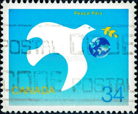 Postage Stamp Printed In Canada Shows Peace Dove With Branch