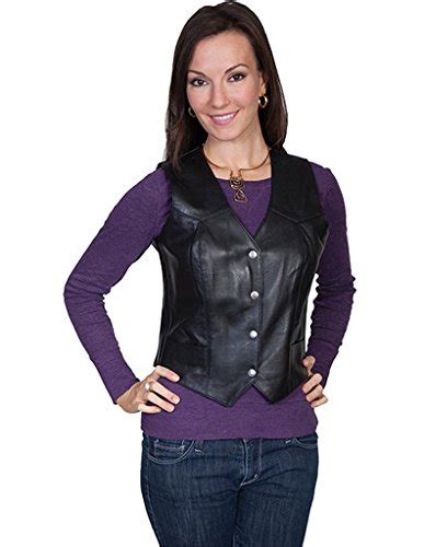 Scully Womens Western Lamb Leather Vest Black X Large Women Fashion