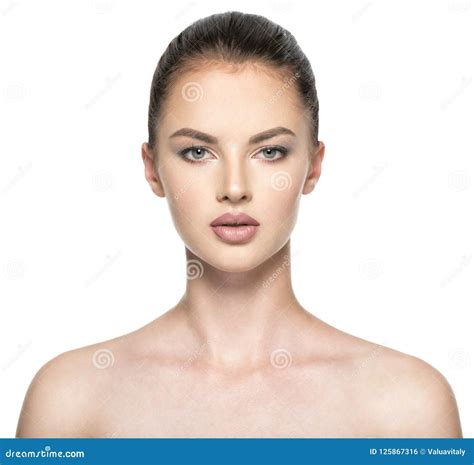 Front Portrait Of The Woman With Beauty Face Stock Photo Image Of