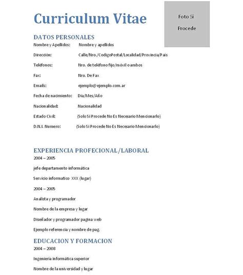 Curriculum Vitae Hacer Curriculum Vitae