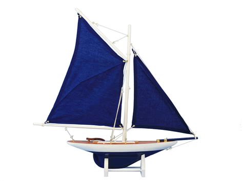 Sail away with the painterly sailboats canvas. Buy Wooden America's Cup Contender Dark Blue Model ...