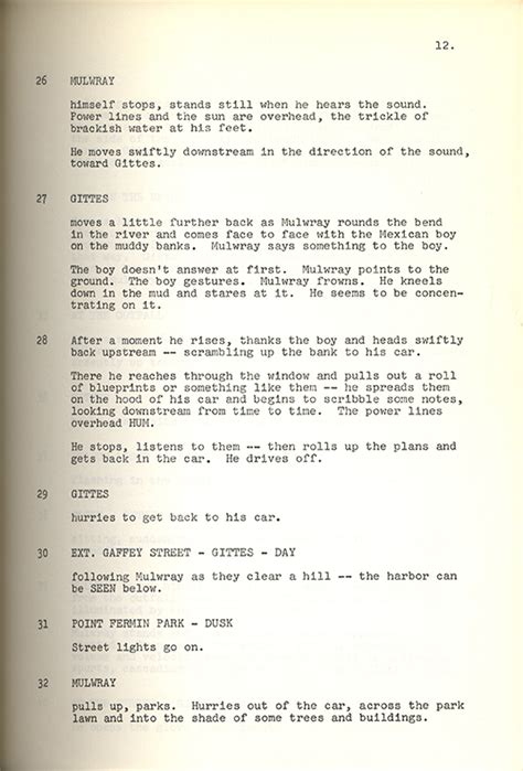 Chinatown 1974 Second Draft Screenplay By Robert Towne September 7